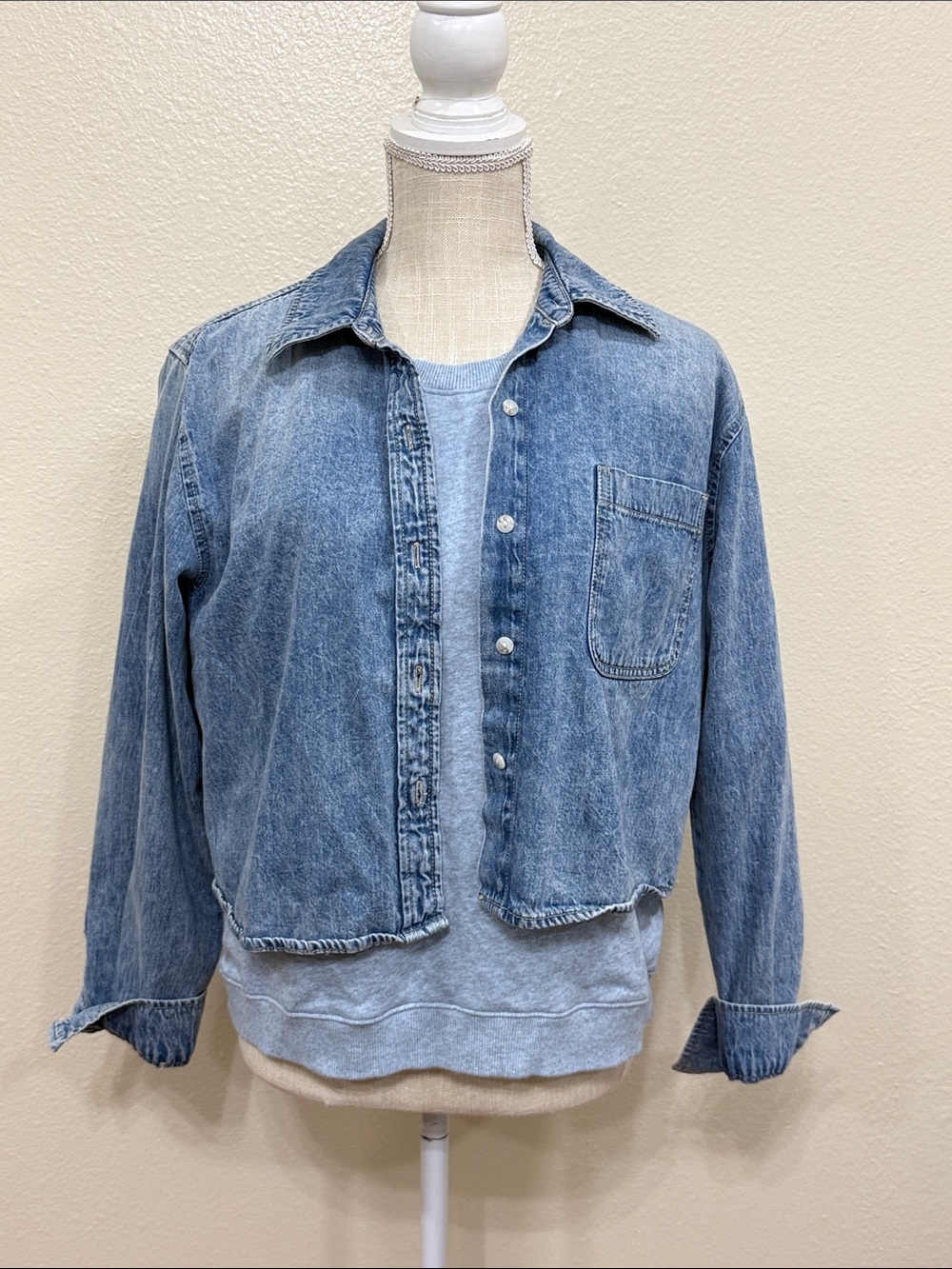 Universal Thread Heather Blue Short-Sleeve Sweatshirt Size Small - Picture 10 of 10